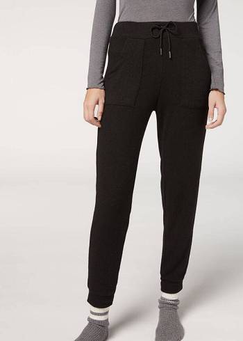 Black Calzedonia Cashmere Blend Stretch Women's Leggings | USA2622HK