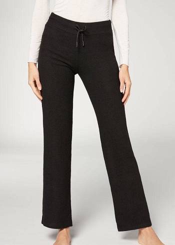 Black Calzedonia Cashmere Straight Women's Leggings | USA2628AP