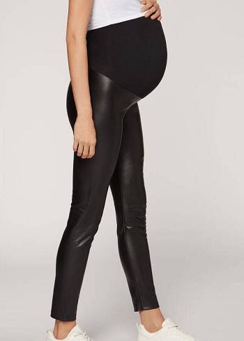 Black Calzedonia Coated Thermal Maternity Women's Leggings | USA2630OR