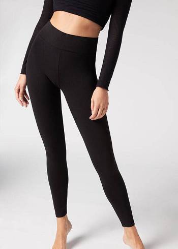 Black Calzedonia Cotton Women's Leggings | USA2639MA