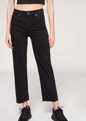 Black Calzedonia Cropped Straight-Leg Women's Jeans | USA2564CE