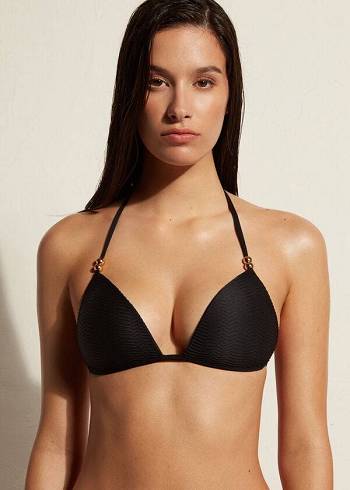 Black Calzedonia Graduated Padded Triangle Casablanca Women's Bikini Tops | USA1736VD