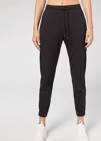 Black Calzedonia Jogger in Ultra Light Supima Cotton Women's Leggings | USA2662XF