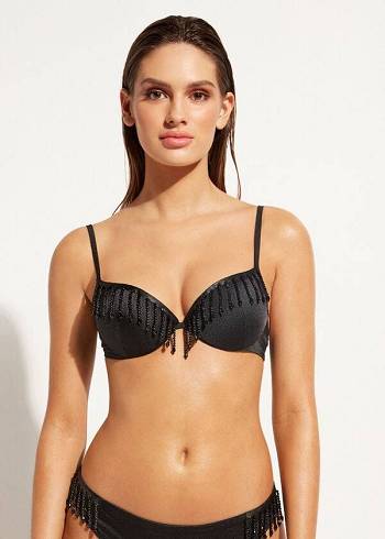 Black Calzedonia Lightly Padded Push-up Taipei Women's Bikini Tops | USA1777SO