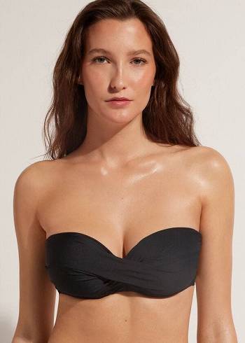 Black Calzedonia Padded Bandeau Indonesia Eco cobey Women's Bikini Tops | USA1798UT