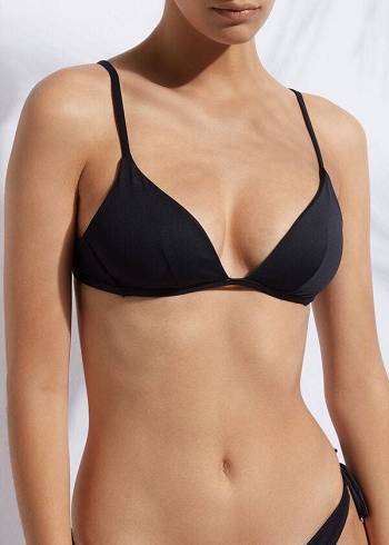 Black Calzedonia Padded Triangle Indonesia Women's Bikini Tops | USA1902UT