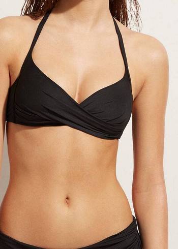 Black Calzedonia Padded Triangle Indonesia Eco Sexy Women's Bikini Tops | USA1924EX