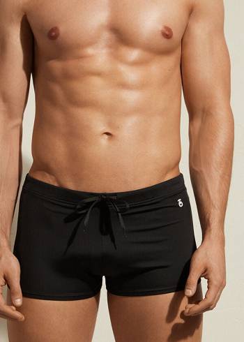 Black Calzedonia Panama Men's Swim Trunks | USA2923MA