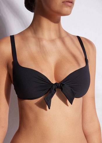 Black Calzedonia Patrizia Indonesia Push-Up Women's Bikini Tops | USA1938JJ