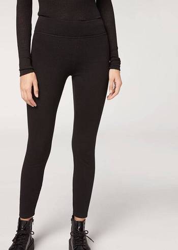 Black Calzedonia Plush Ultra Thermal Women's Leggings | USA2672AP