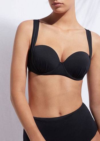 Black Calzedonia Push-Up Bandeau Indonesia Women's Bikini Tops | USA1954UT