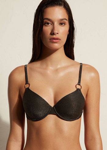 Black Calzedonia Push Up Hollywood Women's Bikini Tops | USA1943CE