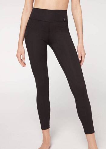 Black Calzedonia Soft Touch Athletic Women's Leggings | USA2690LH