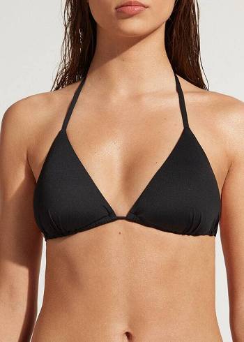 Black Calzedonia String Triangle Indonesia Women's Bikini Tops | USA1972NB