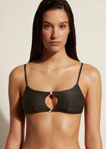 Black Calzedonia Tank-style Cut Out Swimsuit Hollywood Women's Bikini Tops | USA2007IS