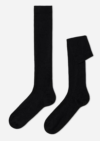 Black Calzedonia Wool and Cotton Men's Long Socks | USA2760ZG