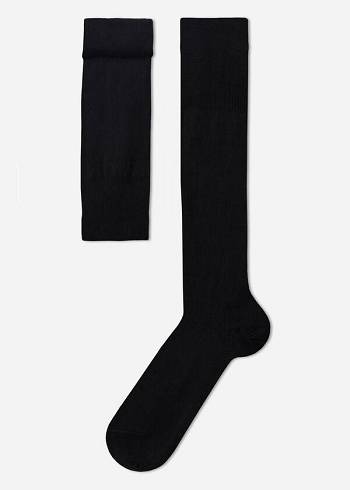 Black Calzedonia with Cashmere Men's Long Socks | USA2787SO