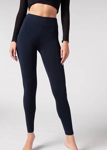 Blue Calzedonia Cotton Women's Leggings | USA2638QZ