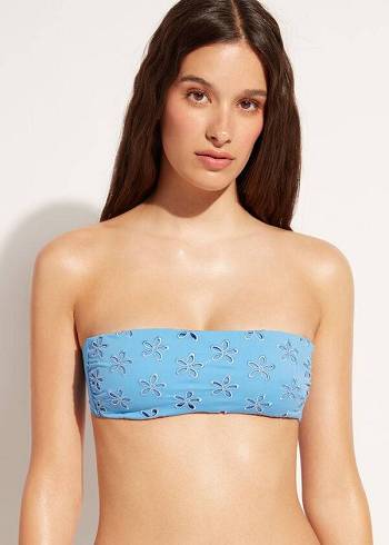 Blue Calzedonia Padded Bandeau Corfù Women's Bikini Tops | USA1786XF