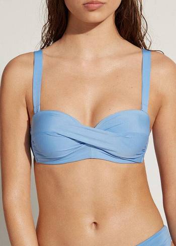 Blue Calzedonia Padded Bandeau Indonesia Women's Bikini Tops | USA1789BC