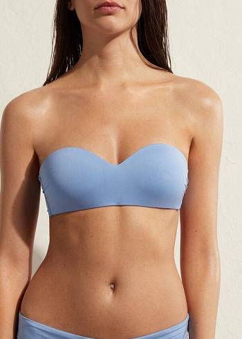 Blue Calzedonia Padded Bandeau Indonesia Eco Women's Bikini Tops | USA1794EX