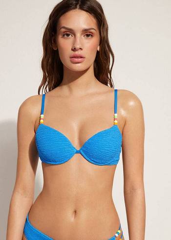 Blue Calzedonia Padded Push-Up San Diego Women's Bikini Tops | USA1878OR