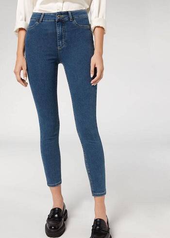 Blue Calzedonia Push-up and soft touch Women's Jeans | USA2610WY