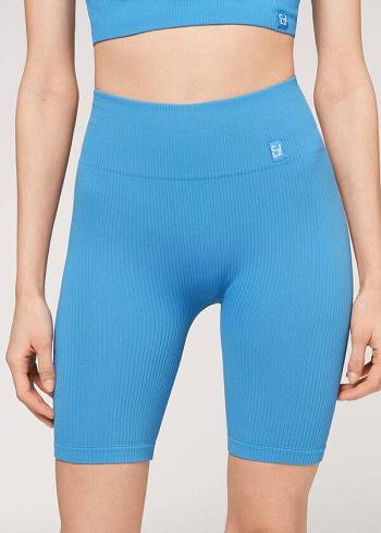 Blue Calzedonia Seamless Athletic Bike Women's Leggings | USA2677YU