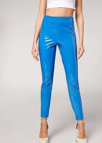 Blue Calzedonia Skinny in Thermal Vinyl Women's Leggings | USA2685BC