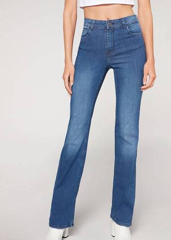 Blue Calzedonia Super Flex Denim High Waist Bootcut Women's Jeans | USA2614BC