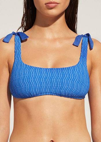 Blue Calzedonia Tank Mykonos Women's Bikini Tops | USA1985SO