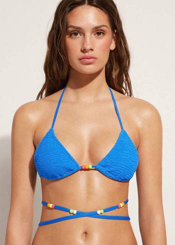 Blue Calzedonia Triangle String Tie San Diego Women's Bikini Tops | USA2063SO