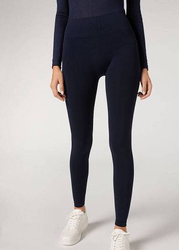 Blue Calzedonia Ultra-Opaque Microfiber Women's Leggings | USA2708WY