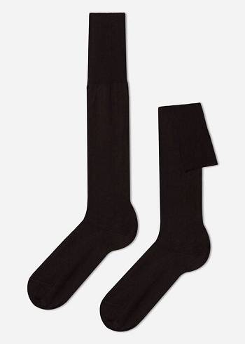 Brown Calzedonia Lisle Thread Men's Long Socks | USA2762KI