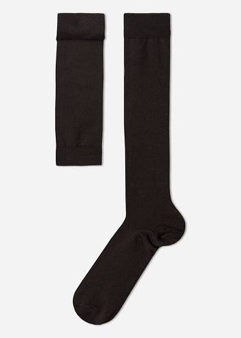 Brown Calzedonia Stretch Cotton Men's Long Socks | USA2772OR