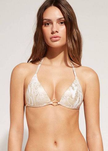 Gold Calzedonia Graduated Padded Triangle Melbourne Women's Bikini Tops | USA1745YU