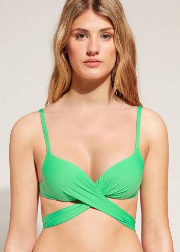 Green Calzedonia Graduated Padded Push Up Indonesia Women's Bikini Tops | USA1721IS