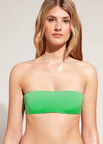 Green Calzedonia Padded Bandeau Indonesia Eco rosa Women's Bikini Tops | USA1804DN