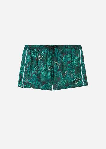 Green Calzedonia Patterned Ibiza Men's Swim Trunks | USA2930AP