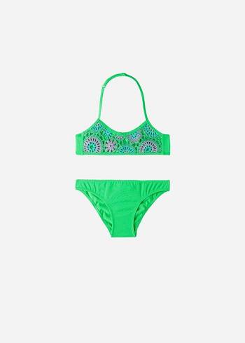 Green Calzedonia Two Piece Capri Kids' Swimsuits | USA3055PQ