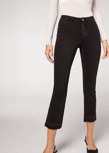 Grey Calzedonia Cropped Flare Women's Jeans | USA2562BC