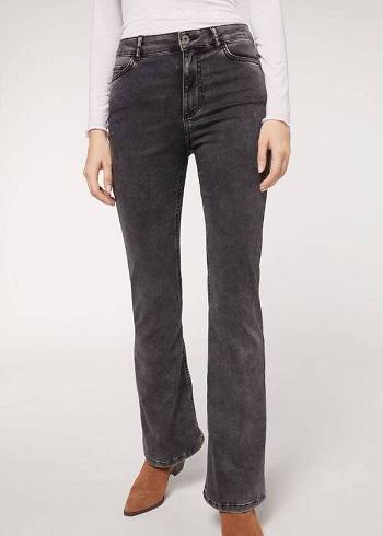 Grey Calzedonia Flared Women's Jeans | USA2595JJ