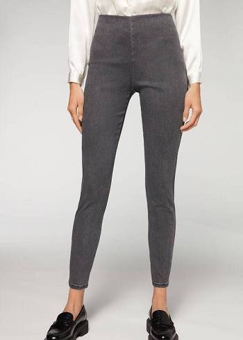 Grey Calzedonia High Waist Skinny Denim Women's Leggings | USA2656QZ