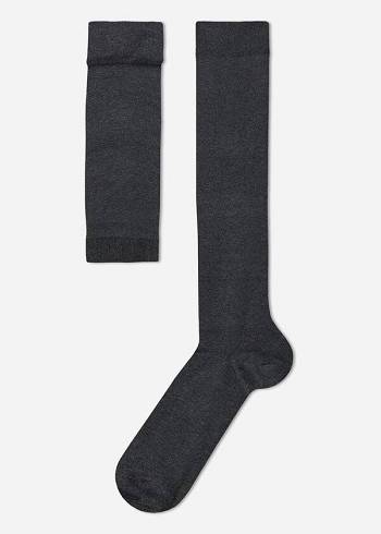 Grey Calzedonia Stretch Cotton Men's Long Socks | USA2773IS