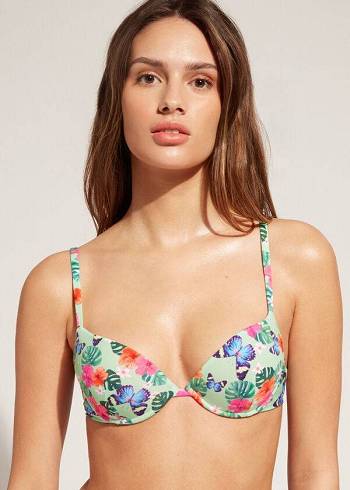 Multicolor Calzedonia Padded Push-Up Malibu Women's Bikini Tops | USA1862LH