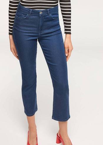 Navy Calzedonia Eco Light Flared Cropped Denim Women's Jeans | USA2573DN