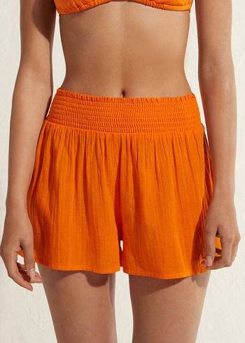 Orange Calzedonia Cotton Shorts Women's Cover Ups | USA2121KI