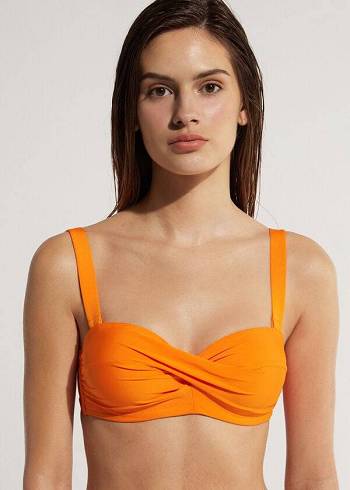 Orange Calzedonia Padded Bandeau Indonesia Women's Bikini Tops | USA1788VD