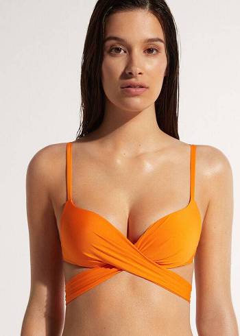 Orange Calzedonia Padded Push Up Indonesia Eco Women's Bikini Tops | USA1820EX