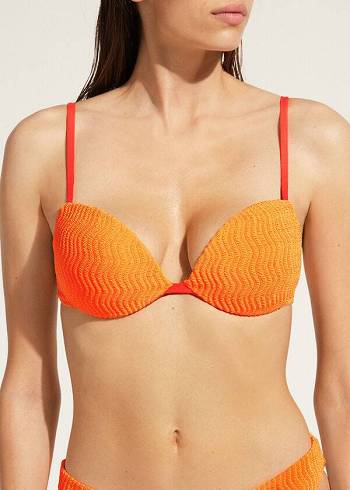 Orange Calzedonia Padded Push-Up Mykonos Women's Bikini Tops | USA1868NB